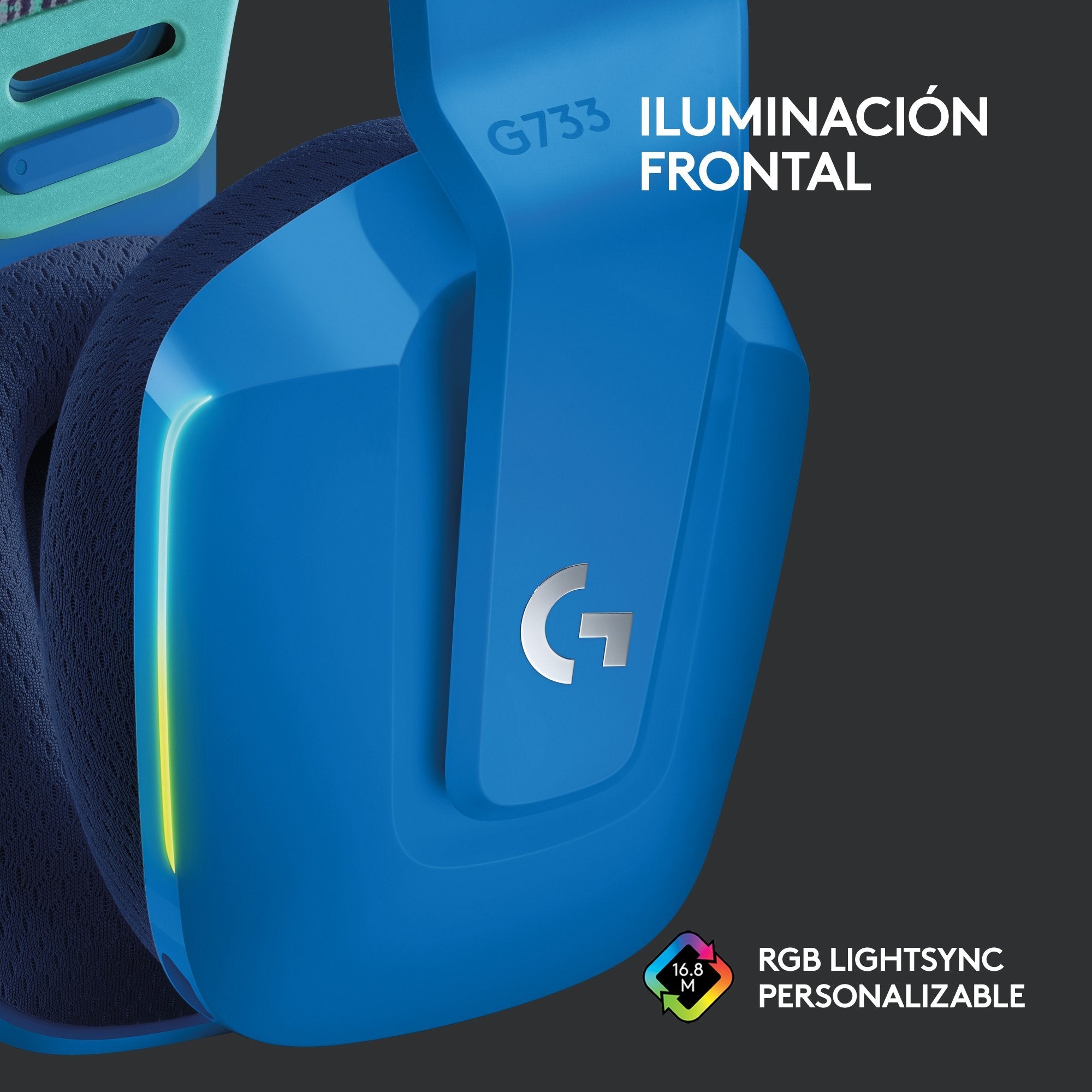 Logitech G733 Auriculares Gaming Inalambricos Dts 7.1 Con Microfono - Tecnologia Lightspeed - Iluminacion Rgb - Autonomia Hasta 29h - Microfono Extraible - Almohadillas Acolchadas - Controles En Auricular - Color Azul
