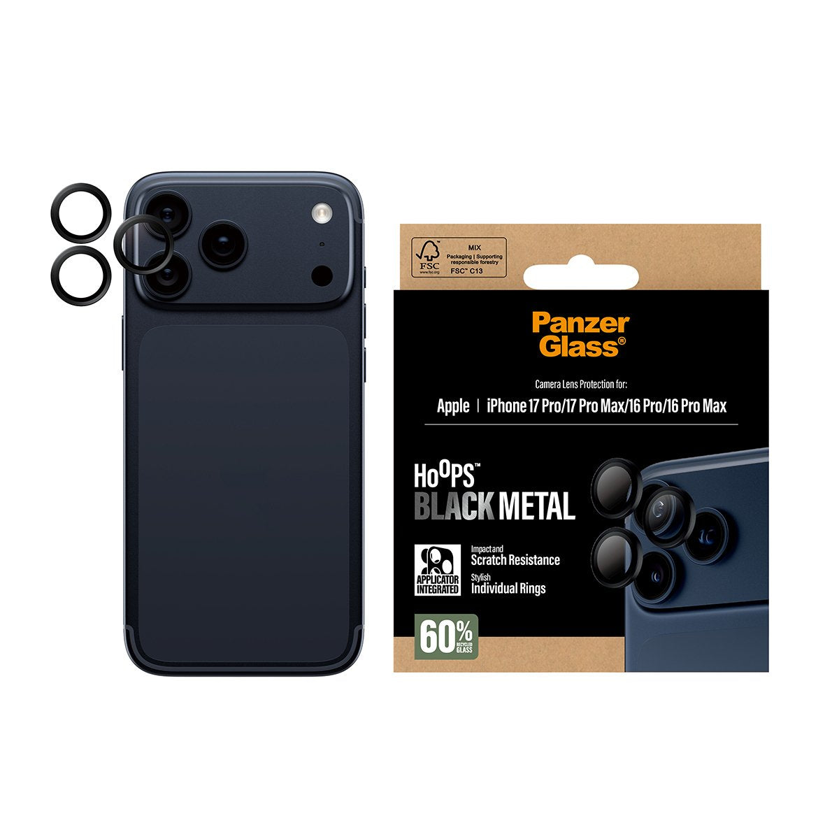 EAN 5715685025624 - PanzerGlass ® Hoops® Black Camera Lens Protector iPhone 17 Pro | iPhone 17 Pro Max | iPhone 16 Pro | 16 P imagen 2