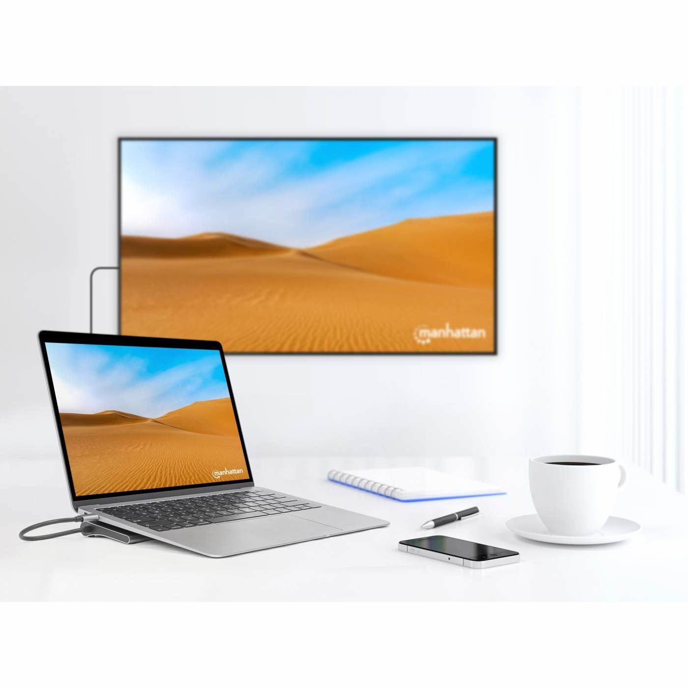 Manhattan 130578 Base Para Portátil Y Replicador De Puertos Alámbrico Usb 3.2 Gen 1 (3.1 Gen 1) Type-C Aluminio