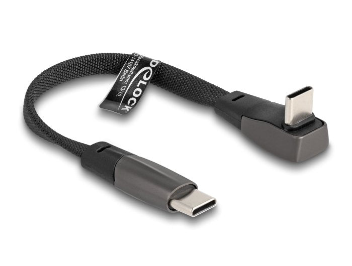 Delock 80751 Cable Plano De Cinta Usb 2.0 Usb Type-C Macho A Usb Type-C Macho Acodado Pd 3.0 60 W 1 M Negro