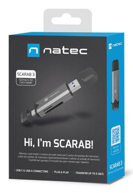 Lector De Tarjetas Natec Scarab 3 Usb 3.1 Gen 1 Usb-A + Usb-C Sd/Micro Sd