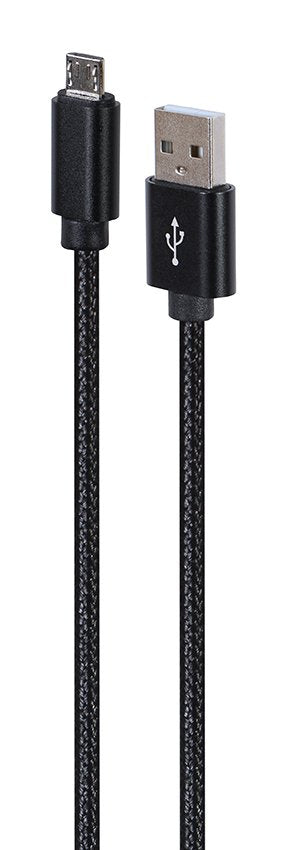 Gembird Cable Micro-Usb Trenzado De Algodón Con Conectores Metálicos, 1,8 M, Negro Ccdb-Musb2b-Ambm-6