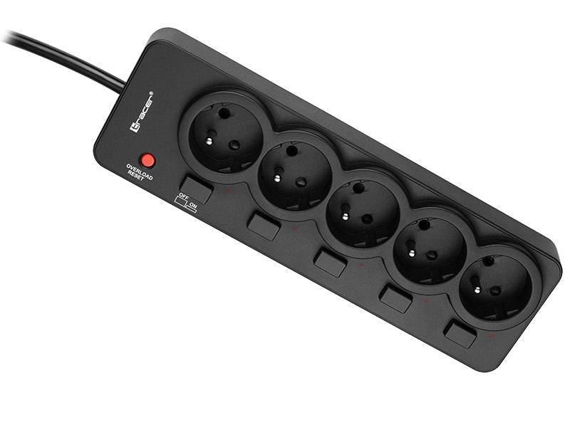 Protector Contra Sobretensiones Tracer Powerguard + 1,8 M Negro (5 Salidas)