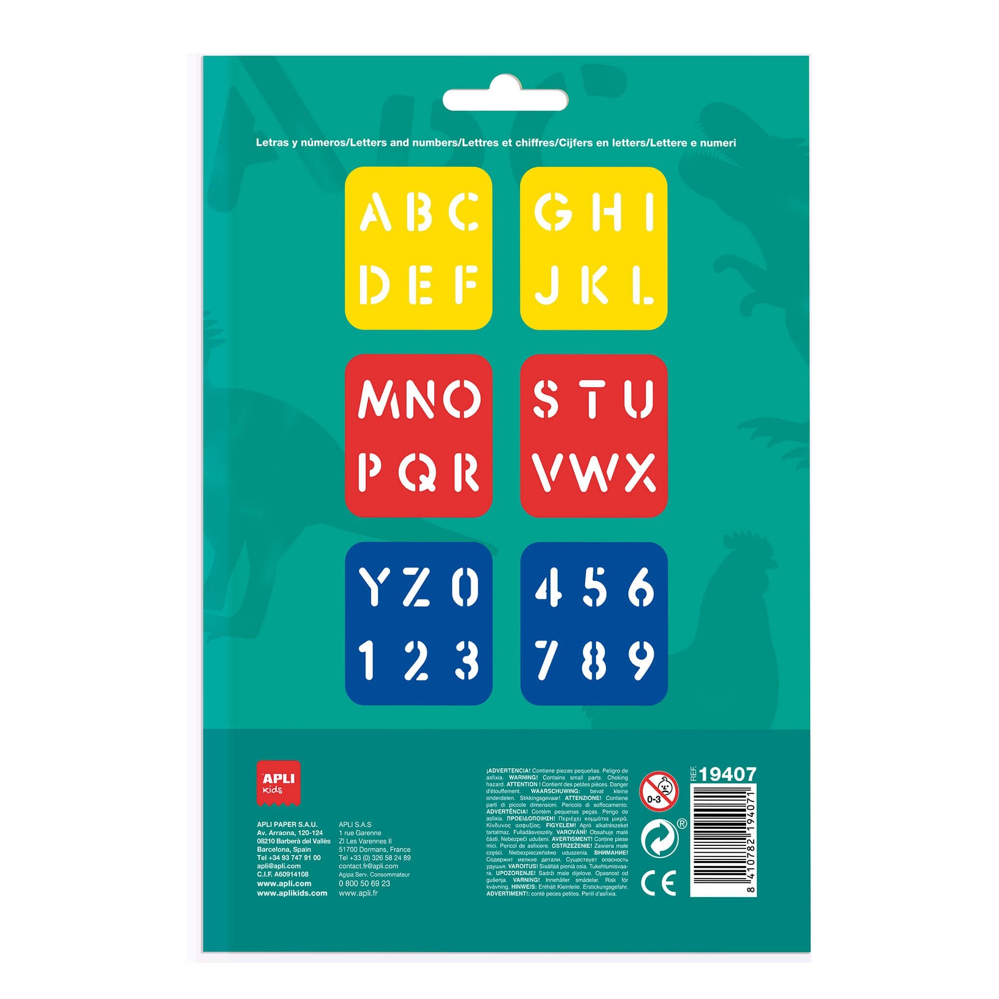 EAN 8410782194071 - APLI Kids 19407 plantilla Azul, Rojo, Amarillo Plantilla de letras/números imagen 2
