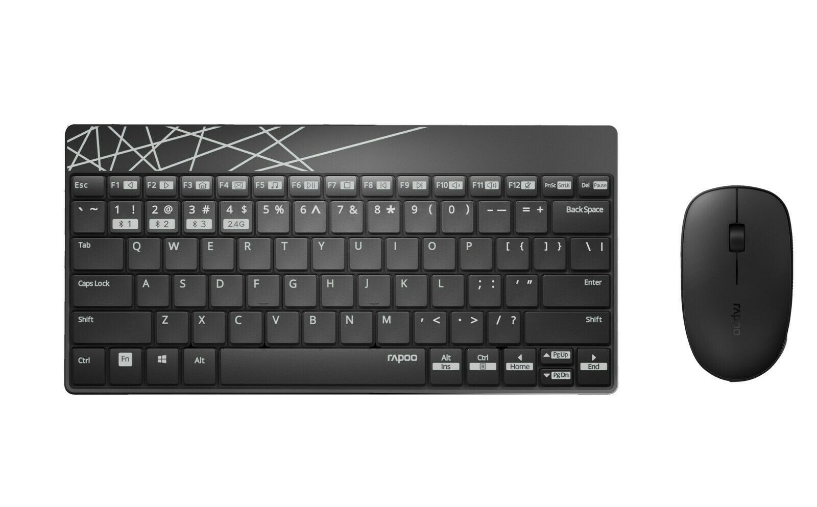 Rapoo Cableloses Multi-Mode-Deskset 8000m Qwertz Keyboard + Mouse Black