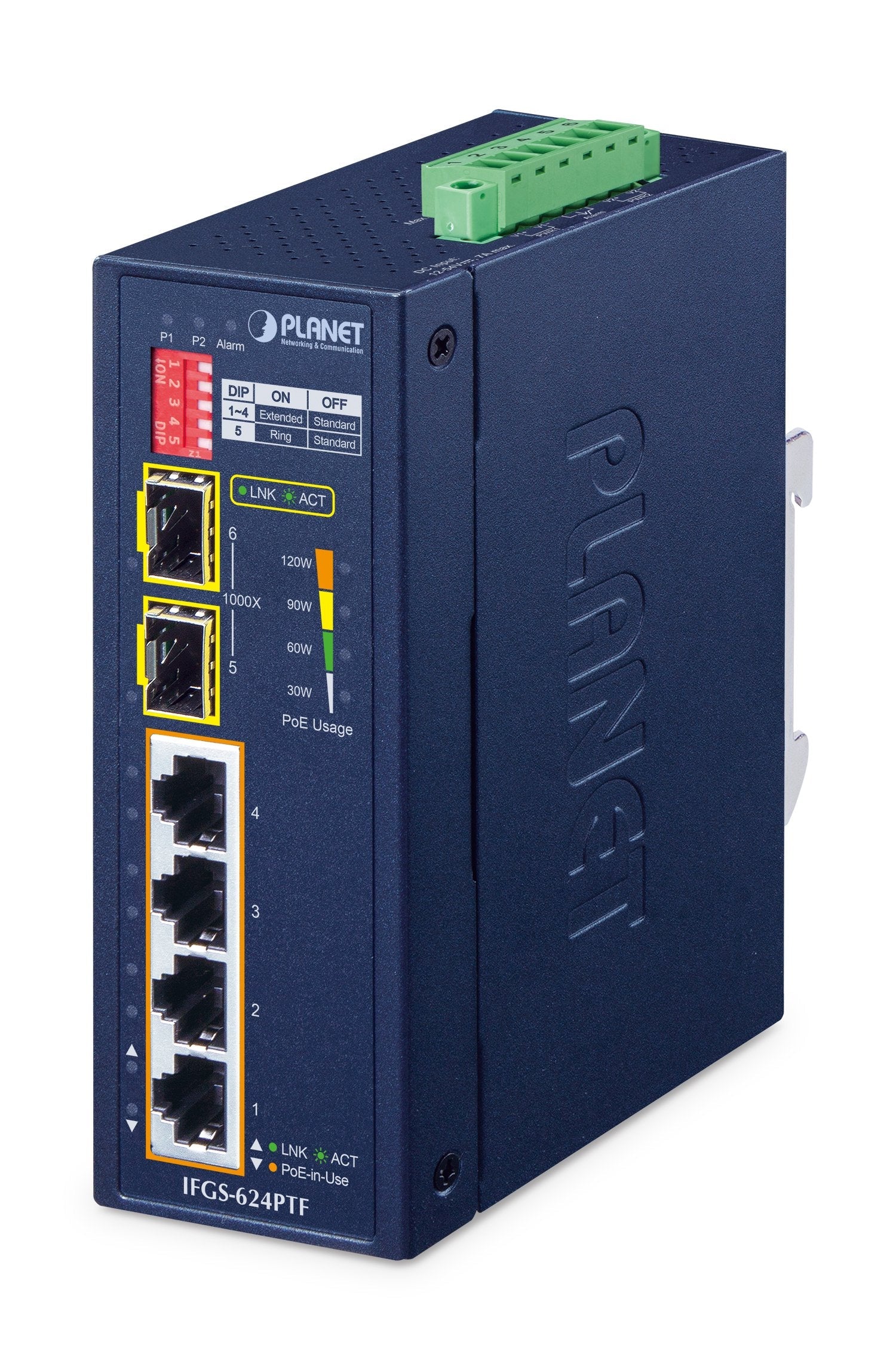 Planet Indumrial 4-Port 100tx+2-Port 100tx Sfp Ifgs-624ptf