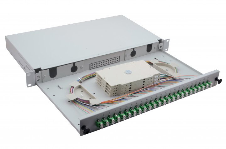 Helos Lwl 19" Spleissbox 24 X Lc/Apc Duplex Os2, Spleissfertig, Gris