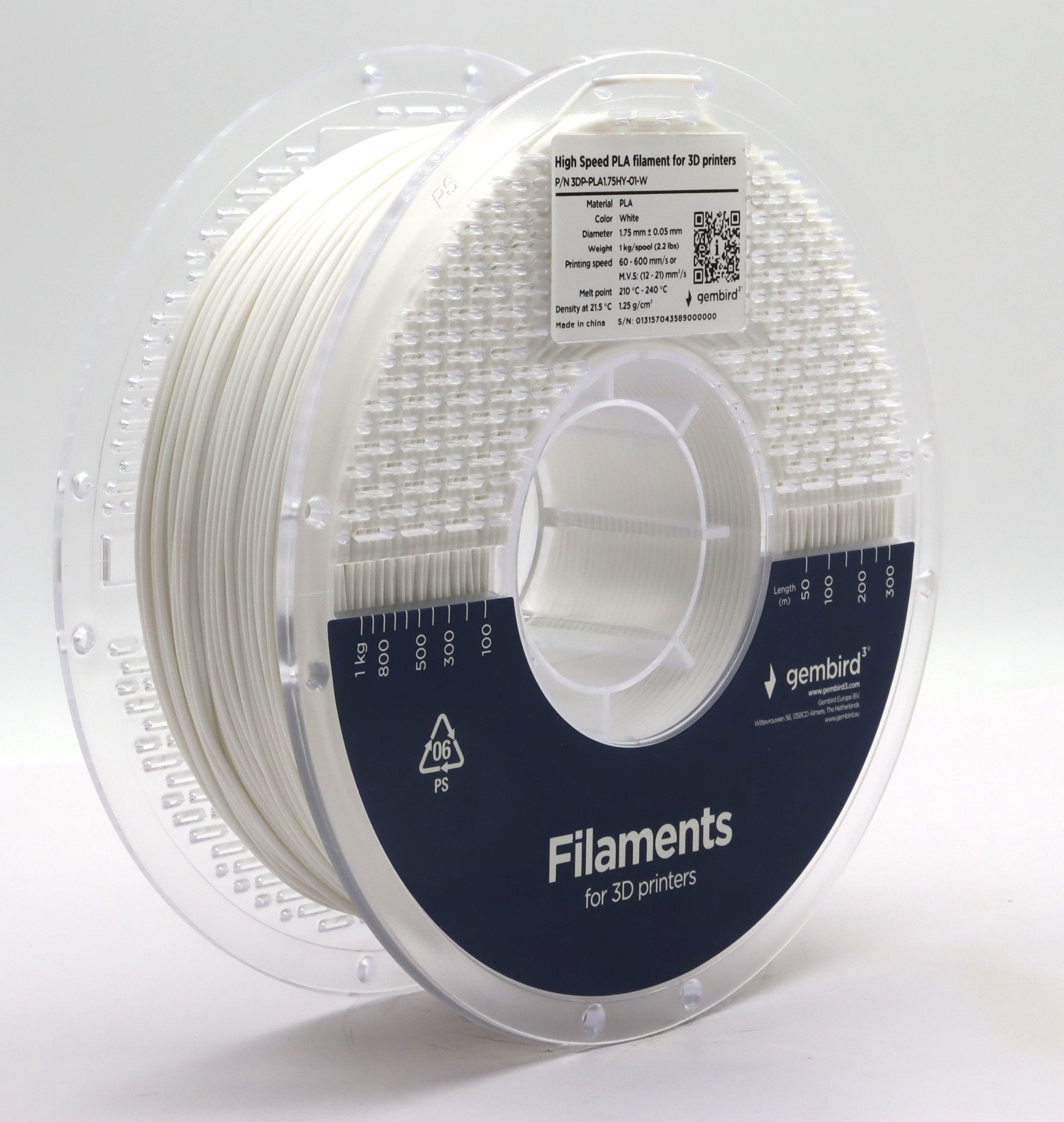 Gembird High Speed Pla Filament Blanco 1.75 Mm 1 Kg