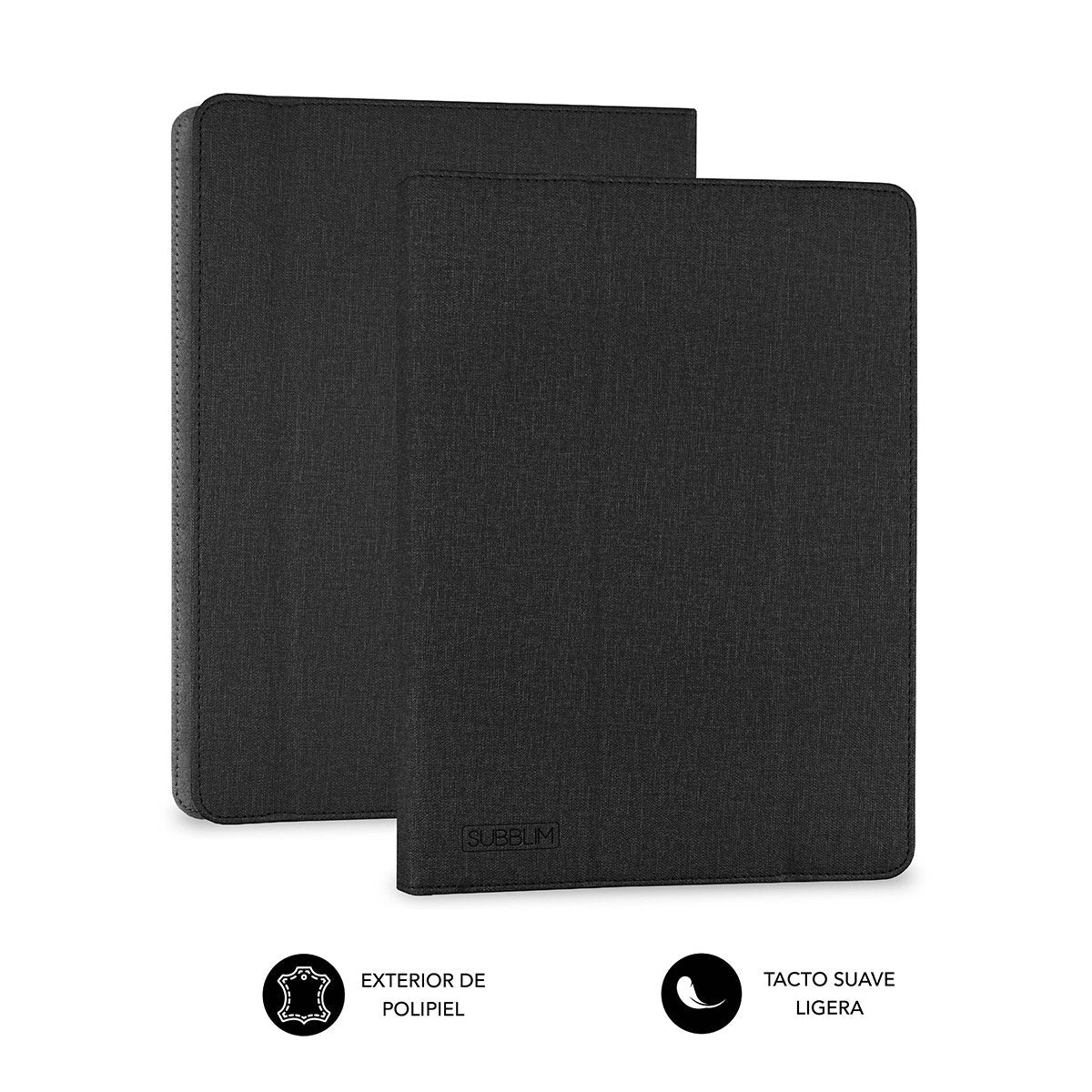 Funda Universal Subblim Freecam Para Tablet Hasta 10.1'/25.6cm Black Interior Aterciopelado Trasera Plegable Para Usar Cámara