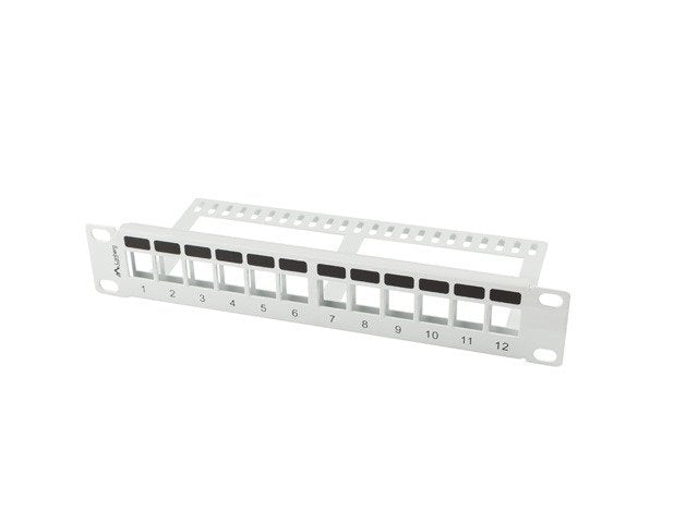 Lanberg Patch Panel Blank 12 Puertos 1u Con Organizador Para Módulos Keystone Gris