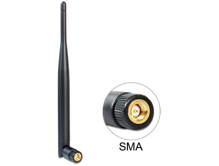 Antena Wl Delock Sma 5dbi Articulación Inclinada Negra