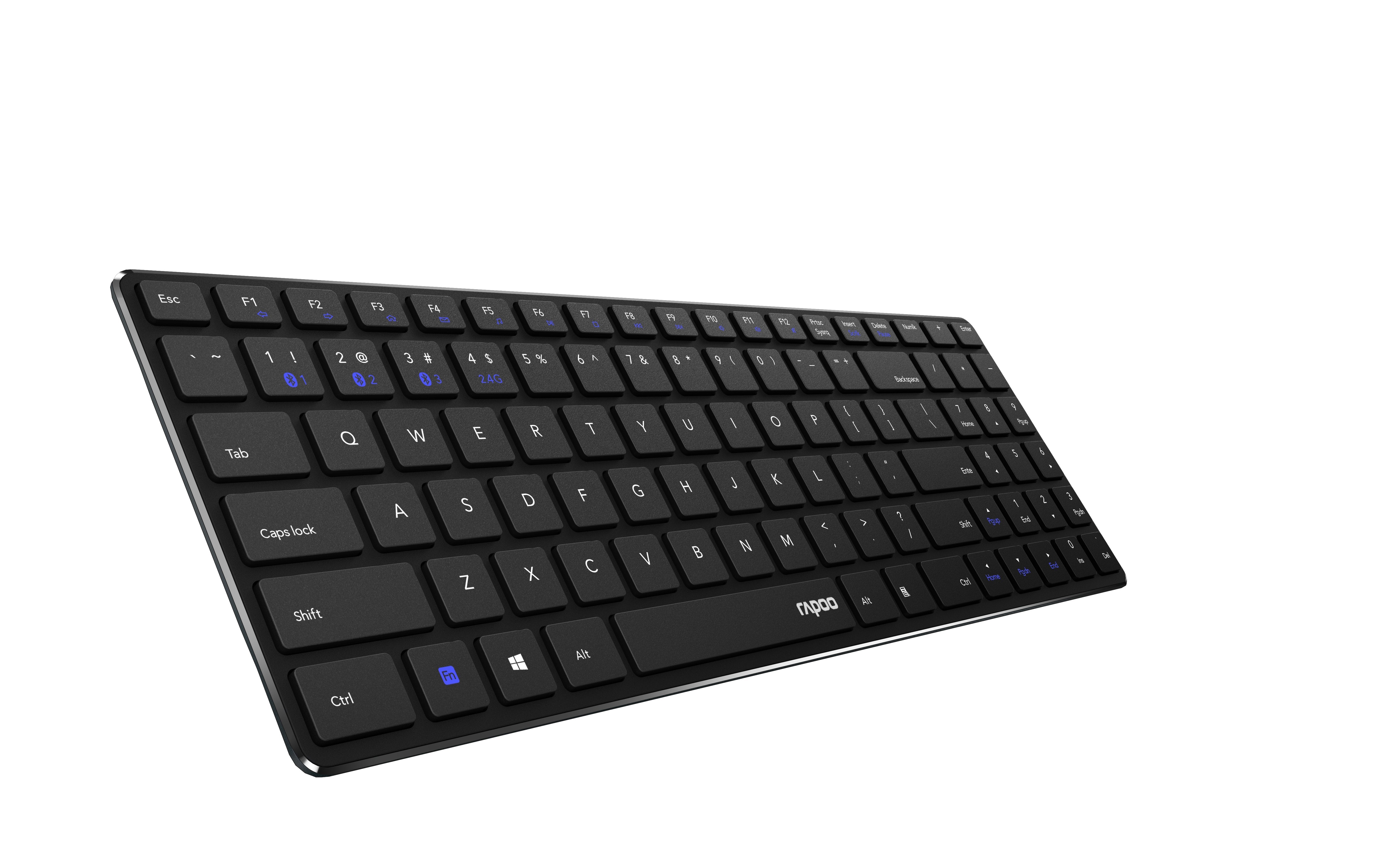 Teclado Rapoo Wireless Y Bluetooth E9100m Portugues 2.4ghz Bt 3.0 4.0 DiseãO Ultrafino Negro