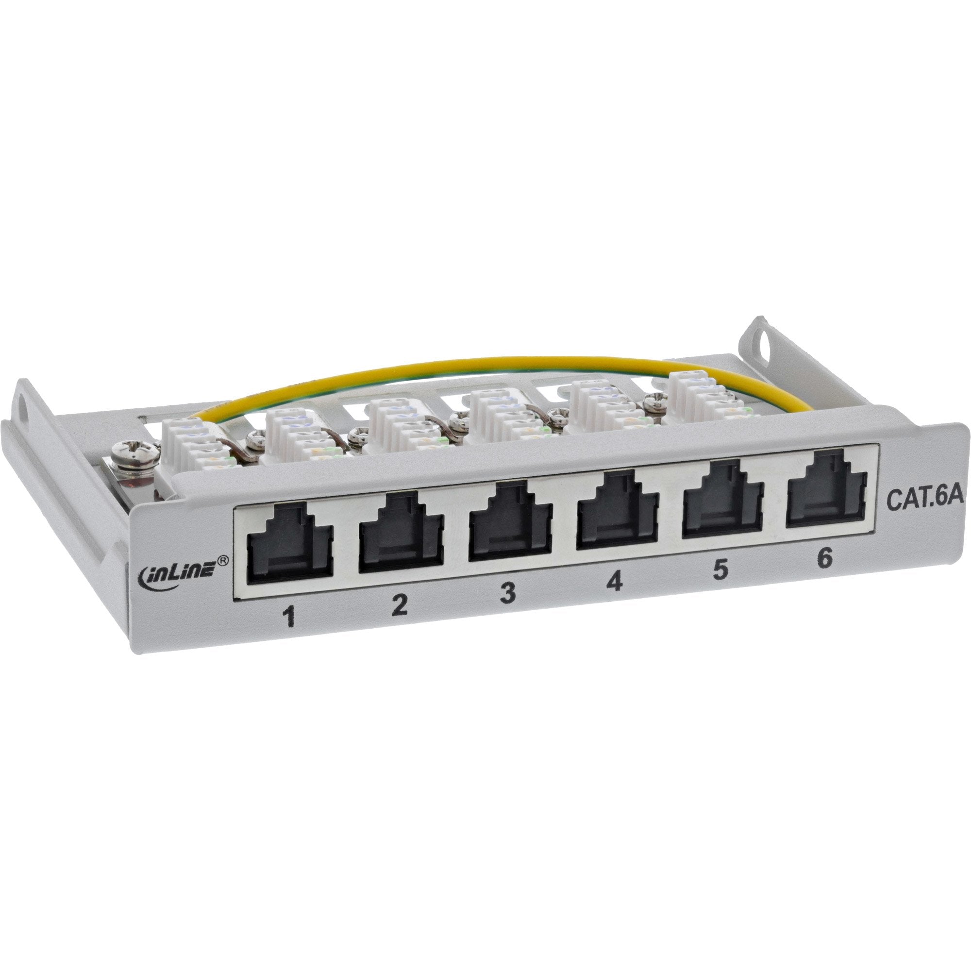 Inline® Patch Panel Cat.6a 0.5u 6-Port, For Table/Wall/Rail, With Dust Projoection, Gris
