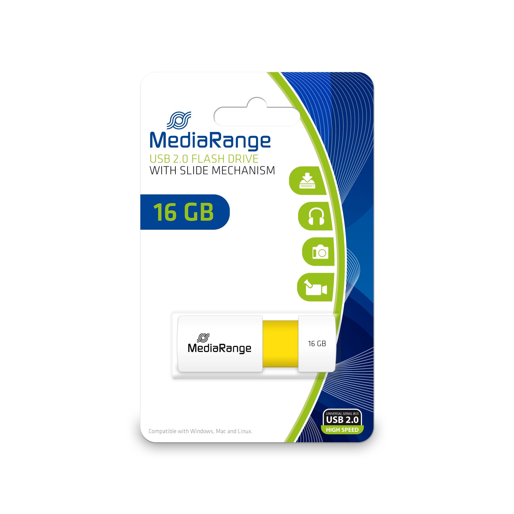 EAN 4260283118199 - MediaRange MR972 unidad flash USB 16 GB USB tipo A 2.0 Blanco, Amarillo imagen 2