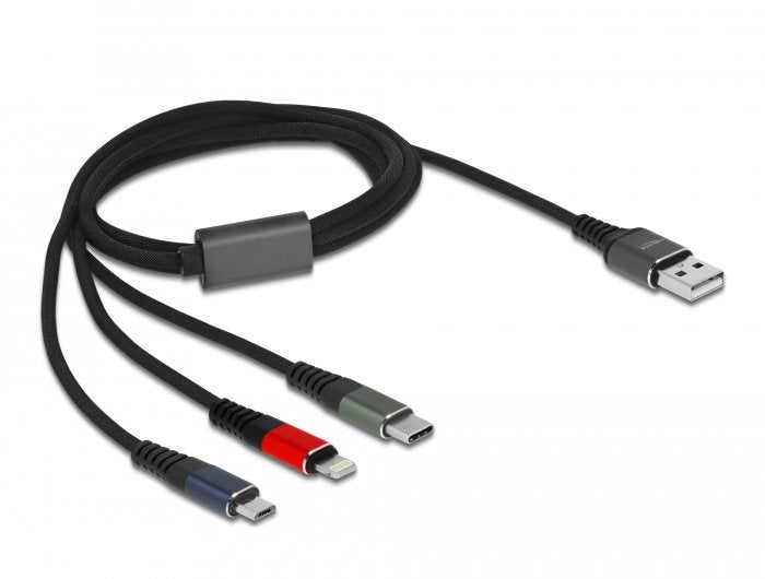 Delock Cable Usb 3 In 1 Para Lightning / Micro Usb / Usb Tipo-C 1 M