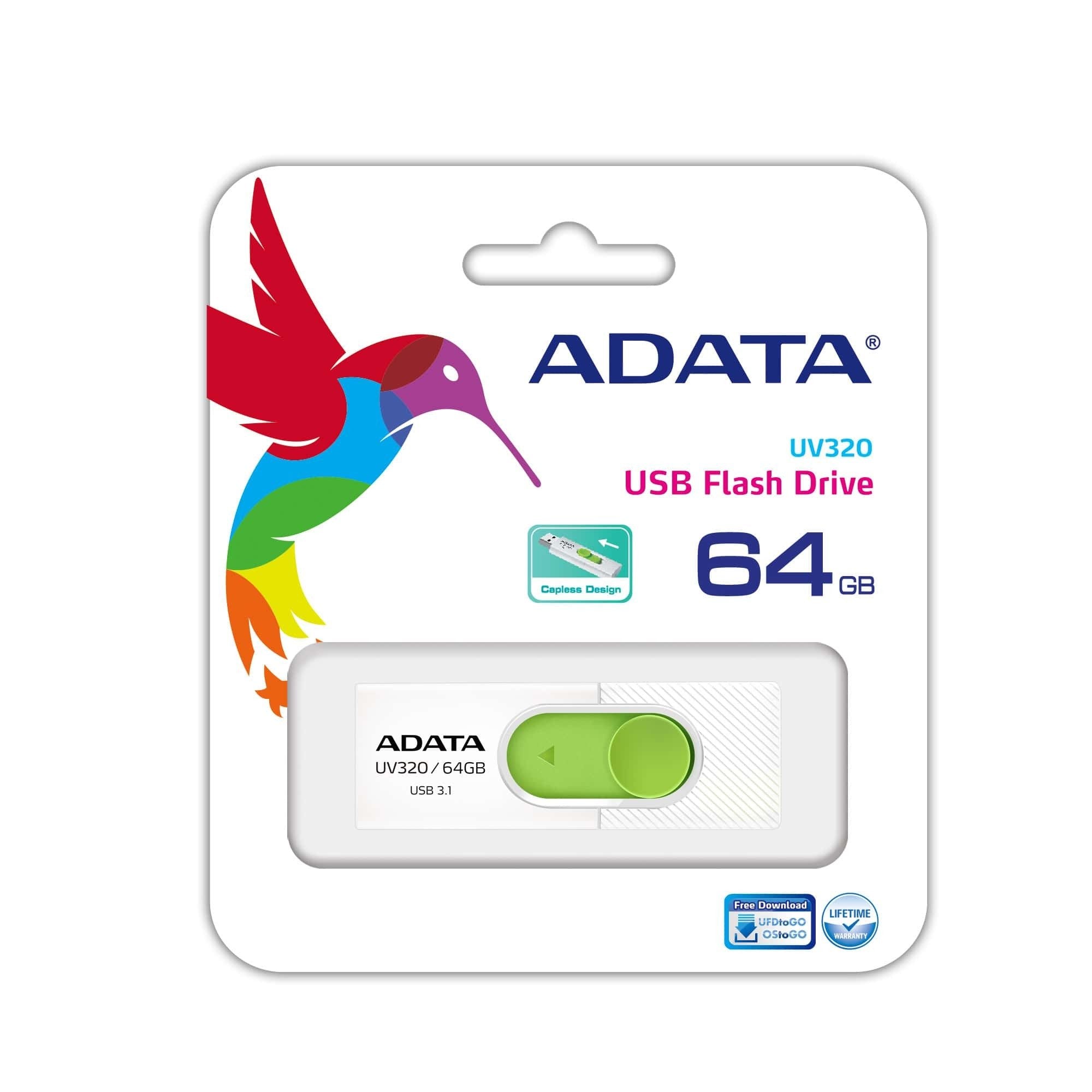 EAN 4713218462831 - ADATA UV320 unidad flash USB 64 GB USB tipo A 3.2 Gen 1 (3.1 Gen 1) Verde, Blanco imagen 3