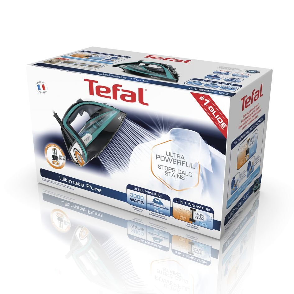 EAN 3121040071441 - Tefal Ultimate Pure FV9844 Plancha vapor-seco Suela Durilium Autoclean 3200 W Negro, Azul imagen 13