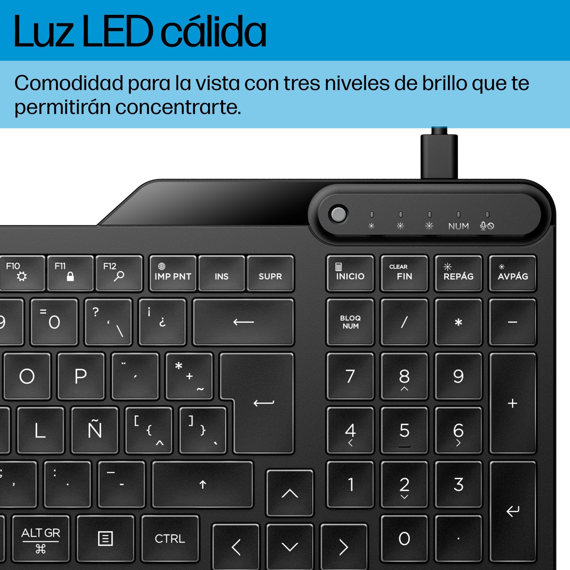 EAN 197192768860 - HP 405 Backlit Wired Keyboard teclado Oficina USB Negro imagen 4