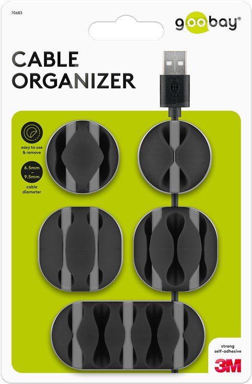 EAN 4040849706837 - Goobay 70683 organizador de cables Escritorio/pared Clip para cable Negro 5 pieza(s) imagen 7