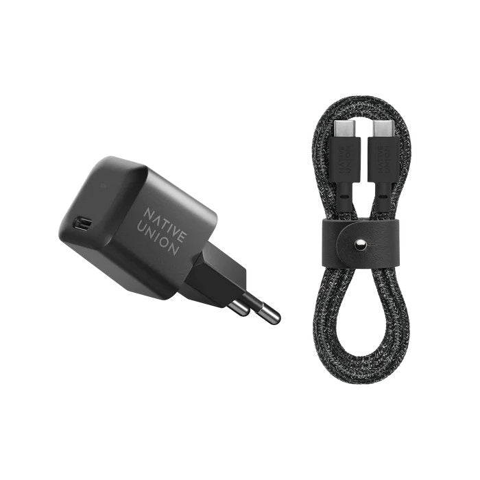 Native Union 30w Usb-C Fast Gan Charger Black + Usb-C Cable Cos.