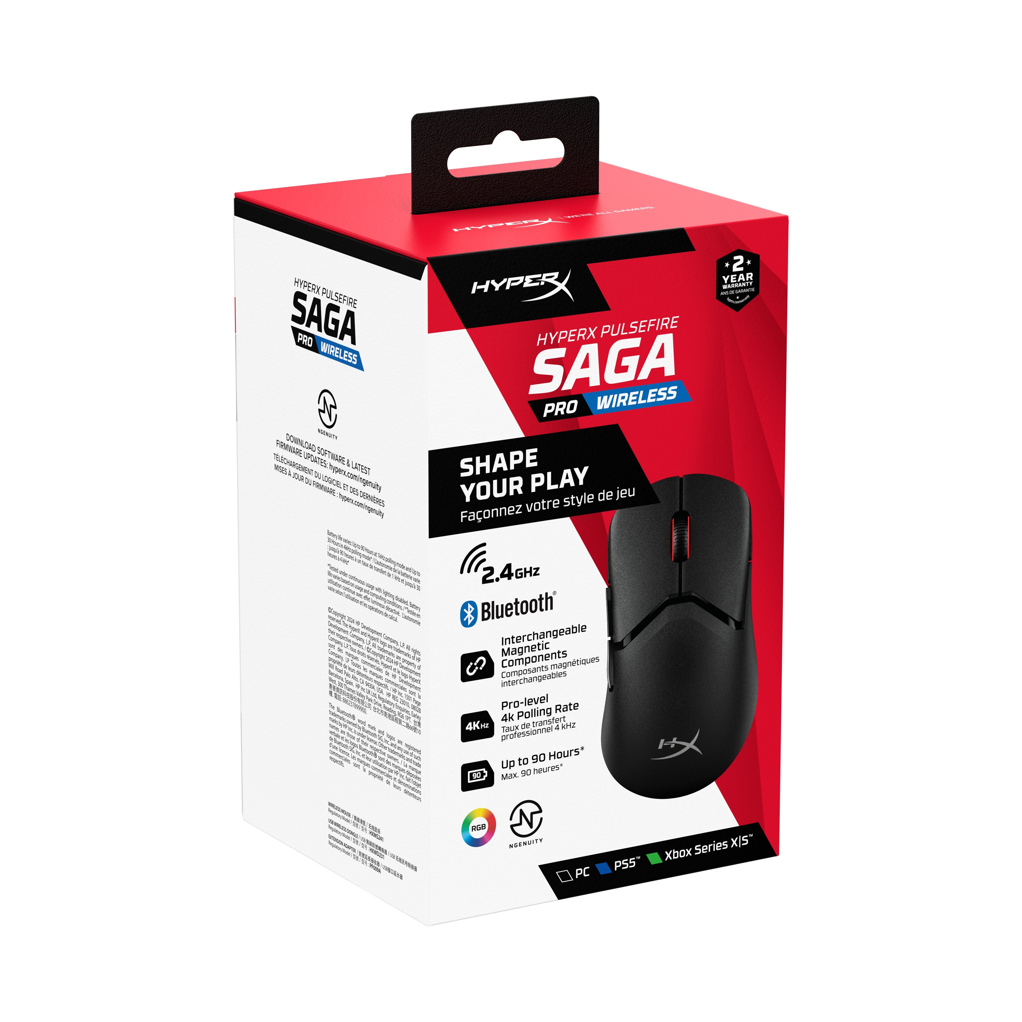EAN 0198415001658 - HyperX Pulsefire Saga Pro Wireless Gaming Mouse ratón Juego Ambidextro RF Wireless + Bluetooth + USB Type imagen 2