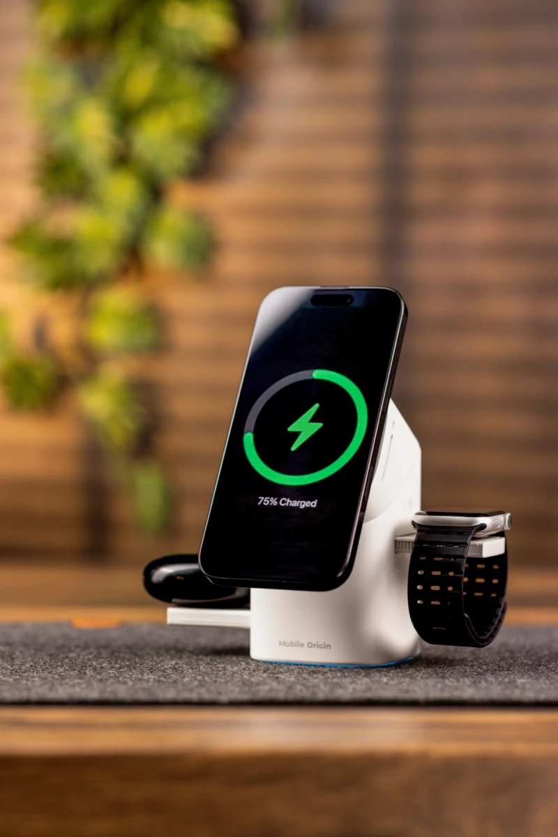 Mobile Origin 3in1 Wireless Qi2 Charging Station Pw11 White
