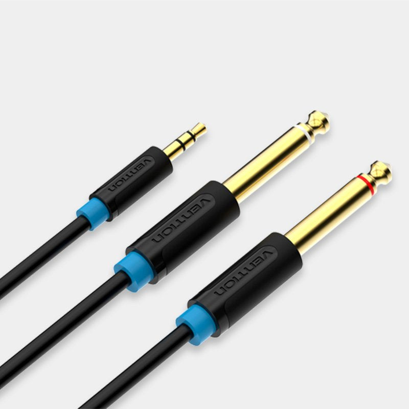 Cable Estéreo Vention Bacbf Jack 3.5 Macho 2x Jack 6.5 Macho 1m Negro