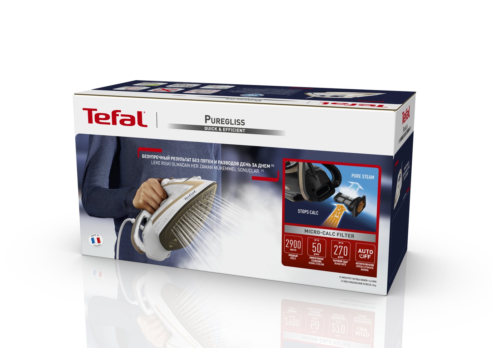 Tefal Puregliss Fv8042 Plancha Vapor-Seco Durilium Airglide Autoclean Soleplate 3000 W Bronce, Blanco