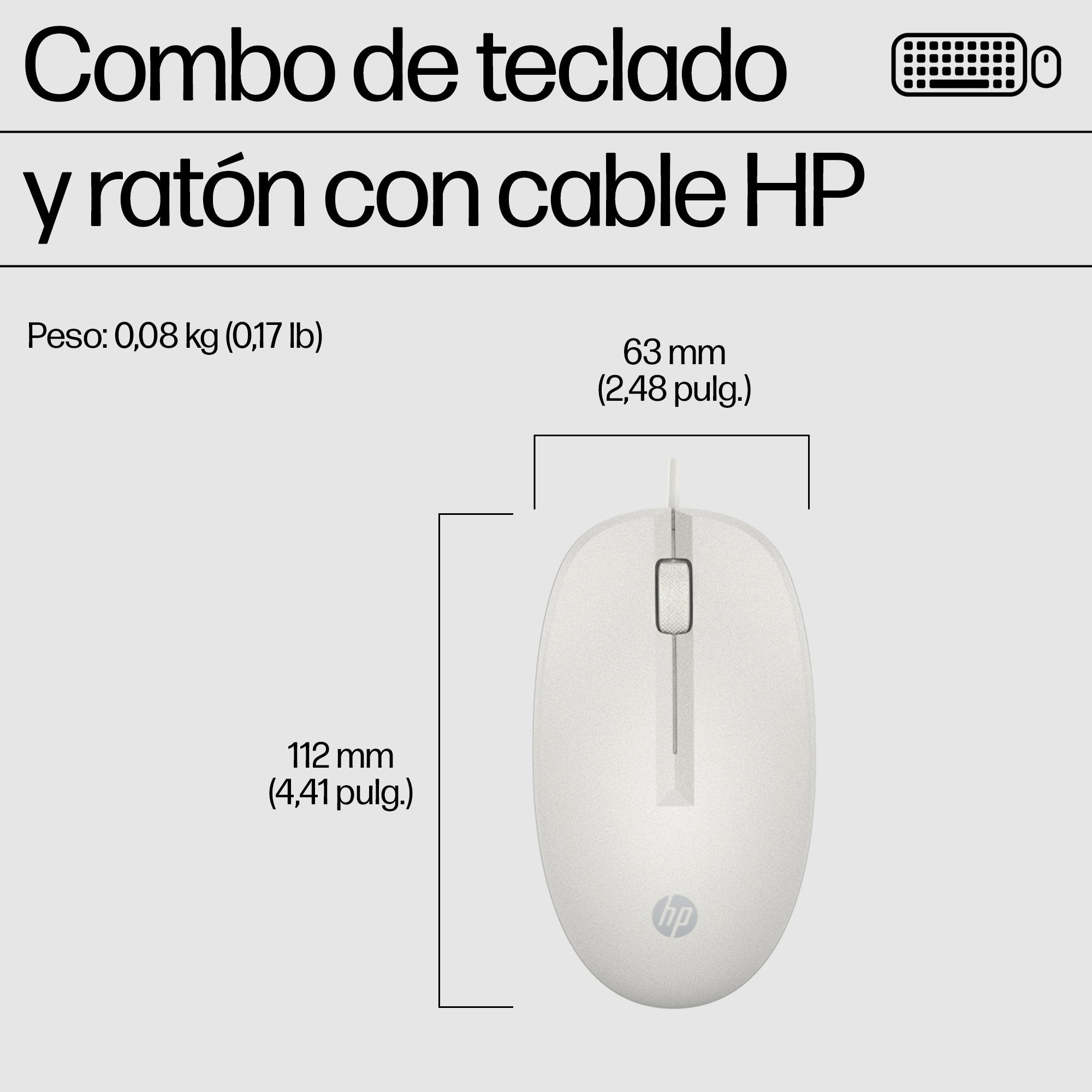 EAN 0198701735489 - HP 225 Wired Mouse and Keyboard Combo G2 Cashmere White teclado Ratón incluido Oficina USB Blanco imagen 5