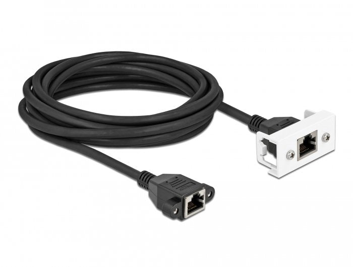 Delock Netzwerk Verlängerungscable Für Easy 45 Modul S Ftp Rj45 Buchse Zu Rj45 Buchse Cat.6a 5 M Schwarz Weiss