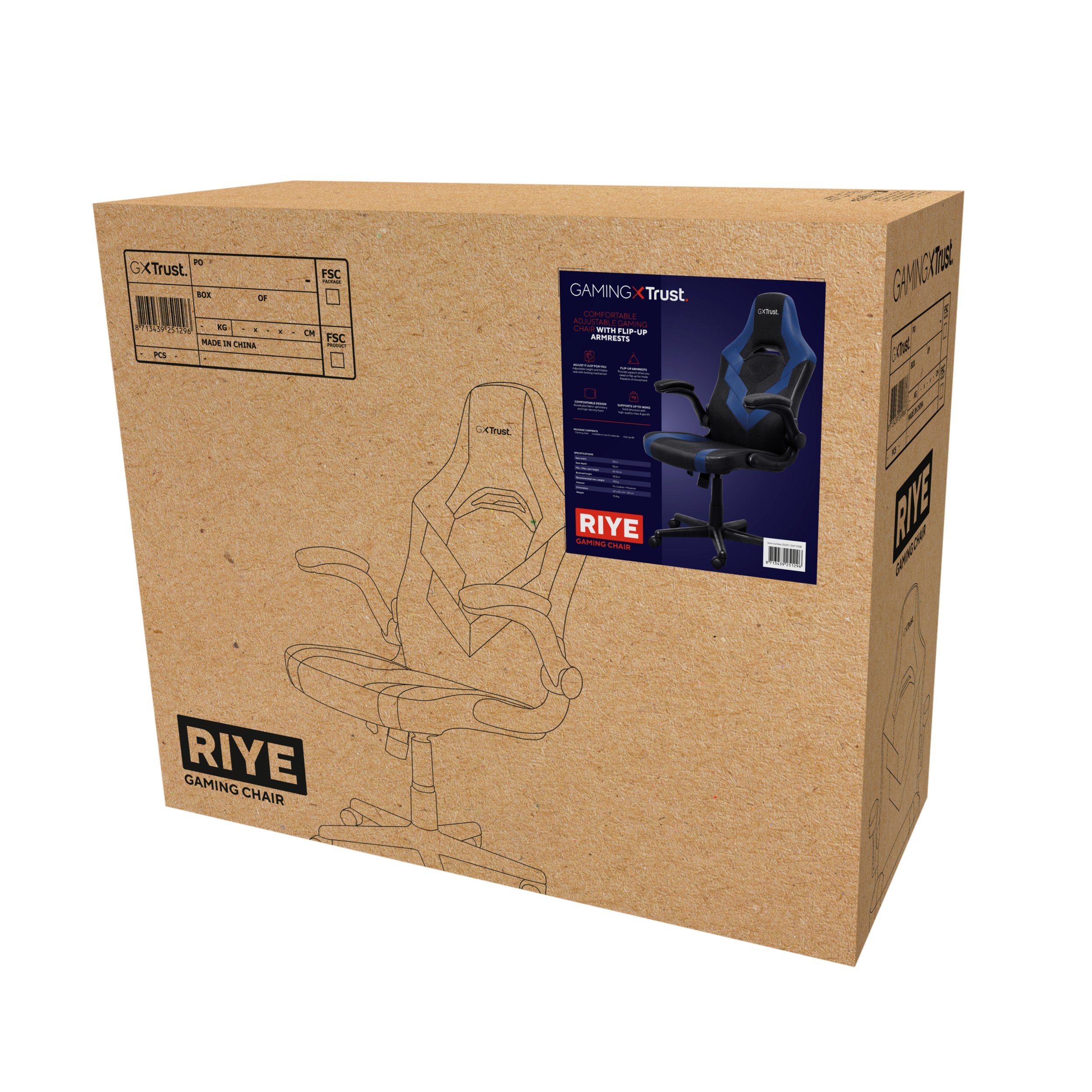 EAN 8713439251296 - Trust GXT 703B RIYE Silla para videojuegos universal Negro, Azul imagen 6