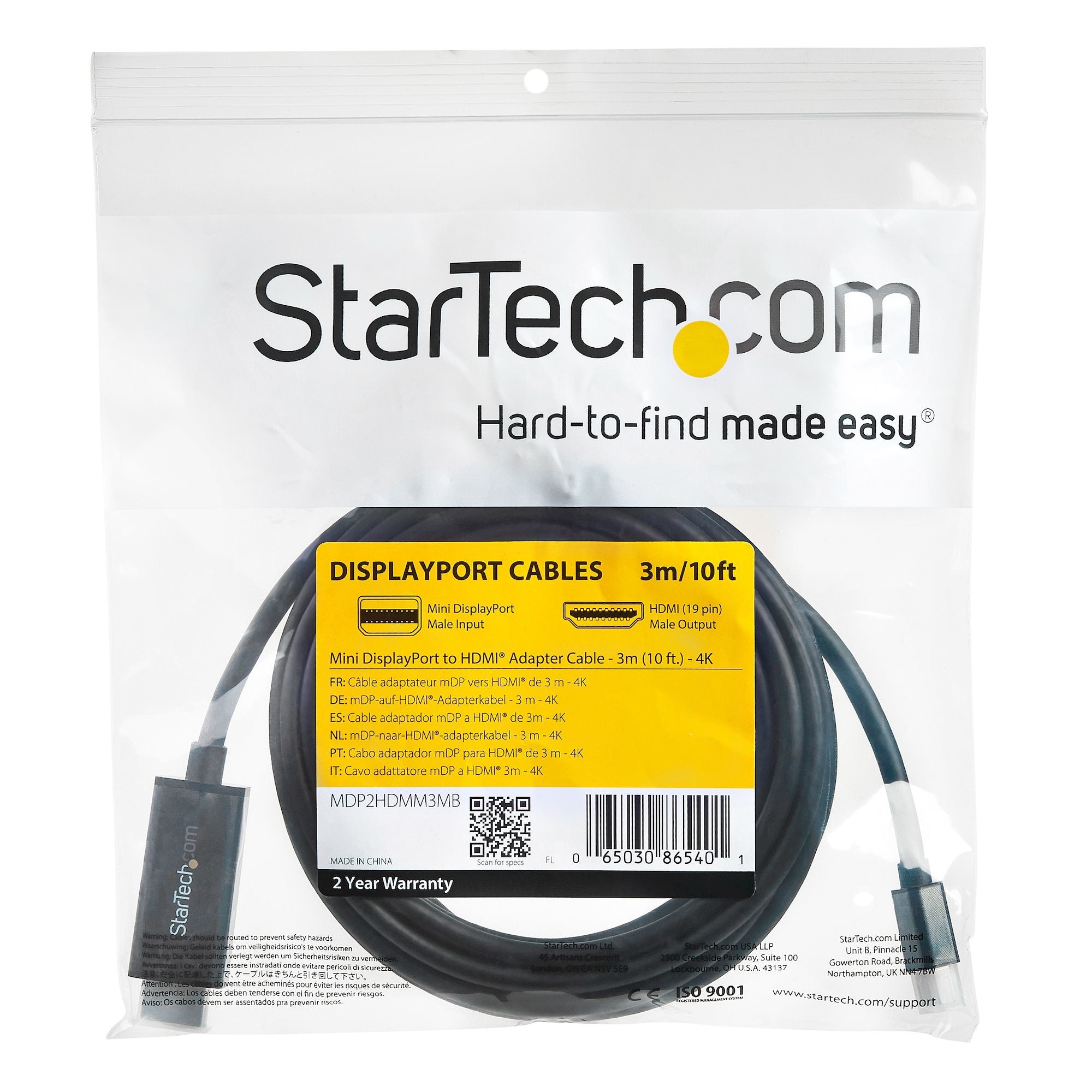 EAN 0065030865401 - StarTech.com MDP2HDMM3MB adaptador de cable de vídeo Negro imagen 5