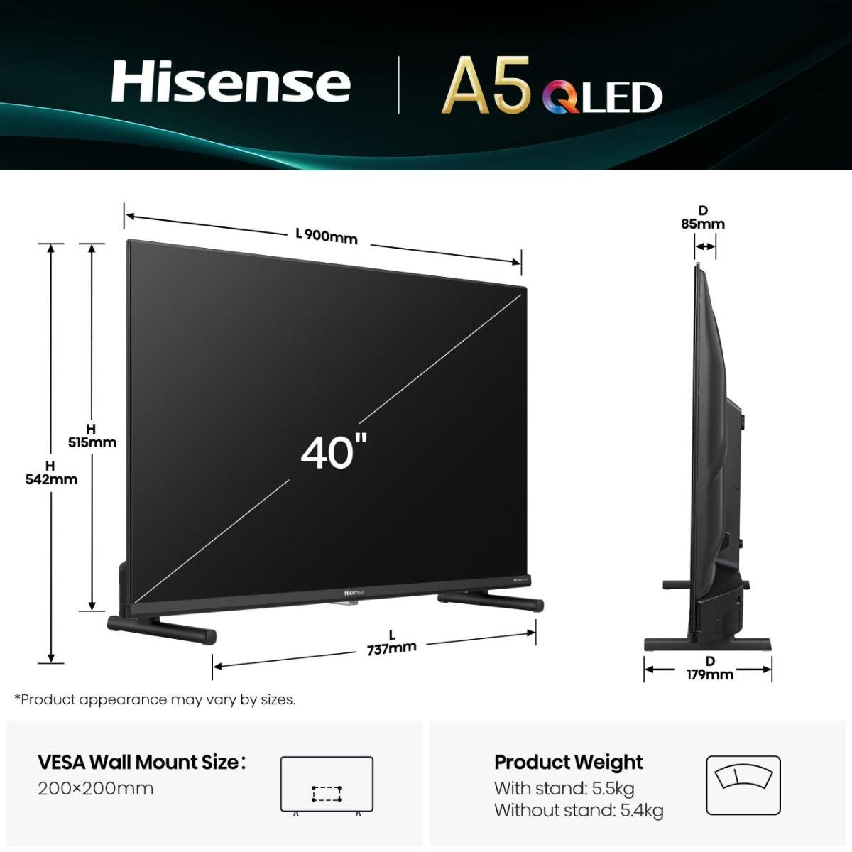 EAN 6942351418315 - Hisense 40A5Q 101,6 cm (40") Full HD Smart TV Wifi Negro imagen 2
