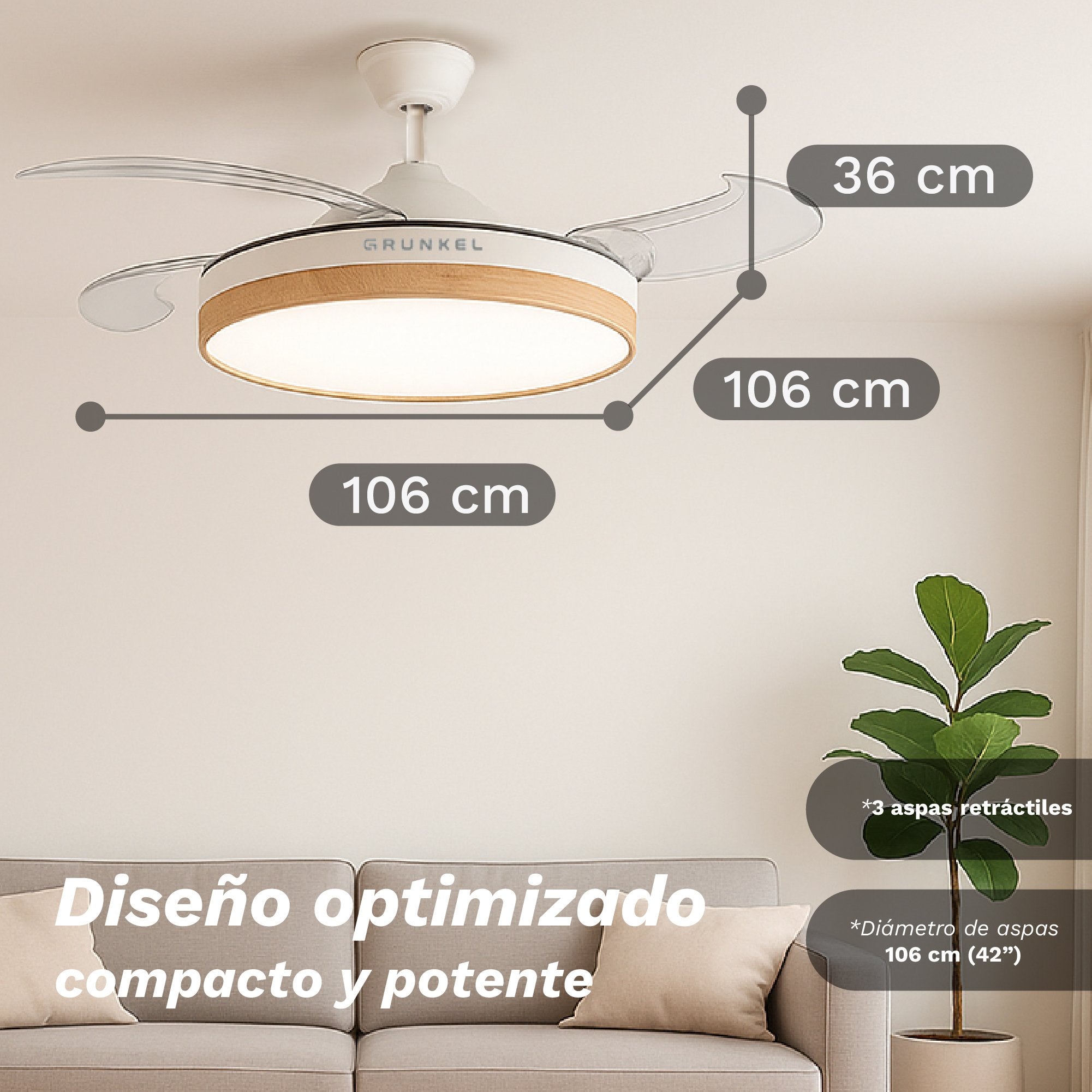 EAN 8426156019000 - Grunkel SKYWIND-42WO Blanco, Madera imagen 2