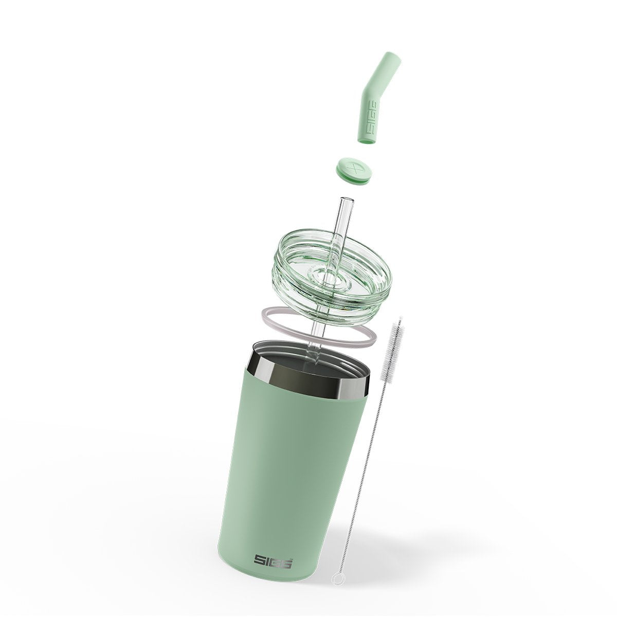 Taza De Café Sigg Helia Milky Green 0,45 L, Taza Térmica Verde Claro, Con Pajita