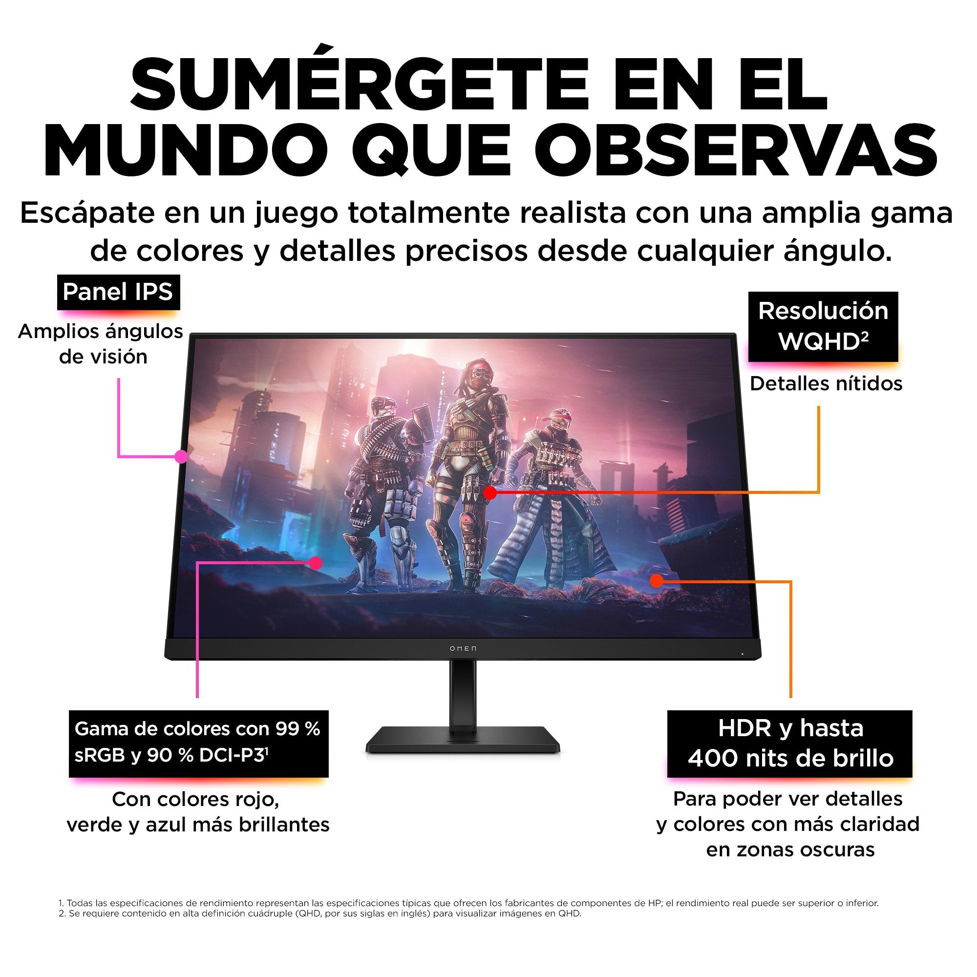 Hp Omen By Hp 32q Pantalla Para Pc 80 Cm (31.5") 2560 X 1440 Pixeles Quad Hd Negro