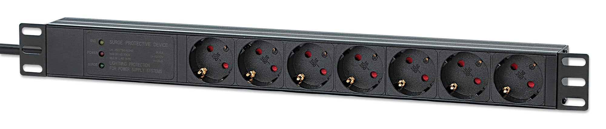 EAN 0766623715140 - Intellinet 715140 unidad de distribución de energía (PDU) 7 salidas AC 1U Negro imagen 1