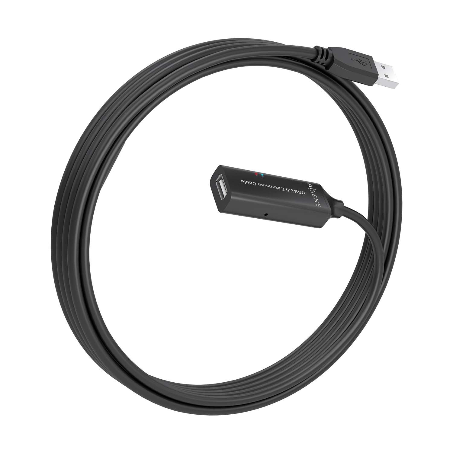 Aisens Cable Usb 2.0 Prolongador Con Amplificador, Tipo A/M-A/H, Negro, 5.0m