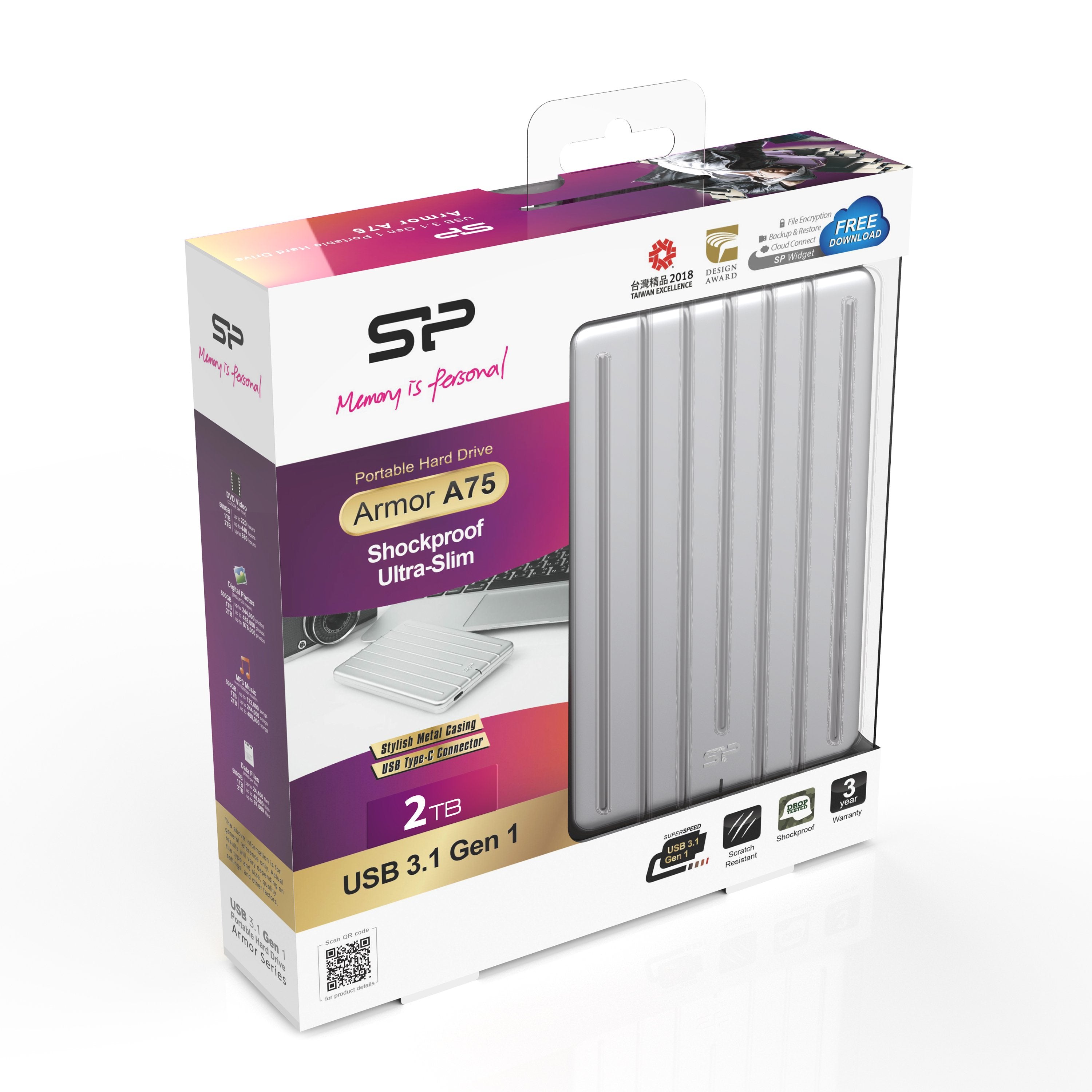 EAN 4712702659320 - Silicon Power Armor A75 disco duro externo 2 TB 2.5" USB Tipo C 3.2 Gen 1 (3.1 Gen 1) Plata imagen 6
