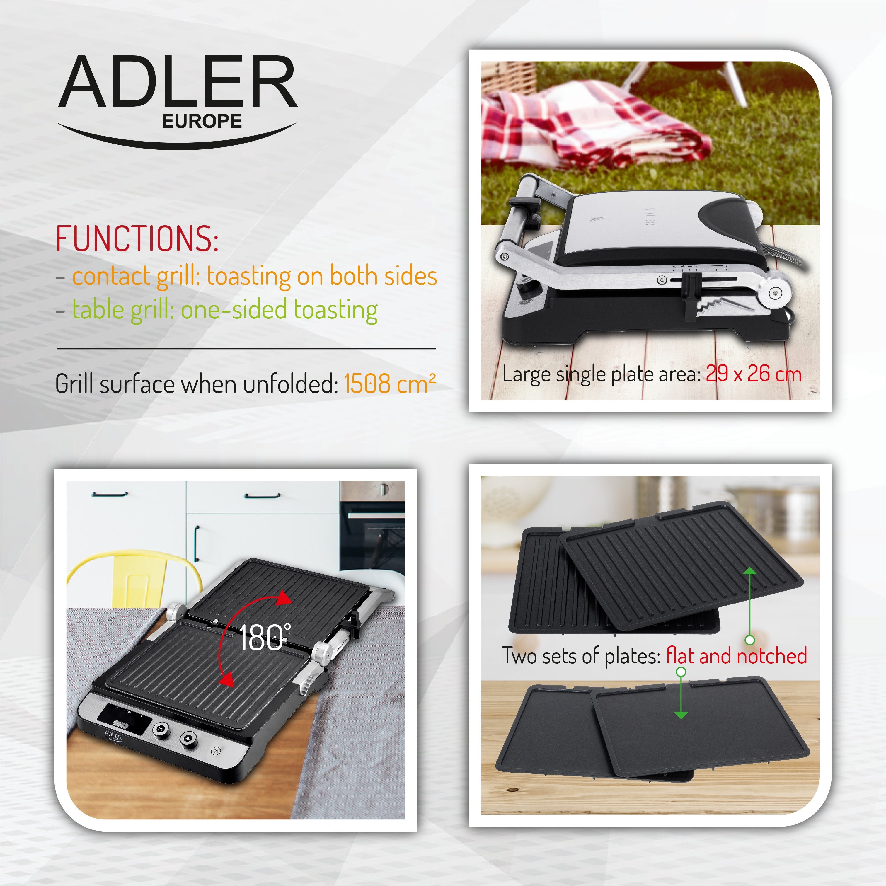 EAN 5903887807937 - Adler AD 3059 parrilla eléctrica de contacto imagen 8