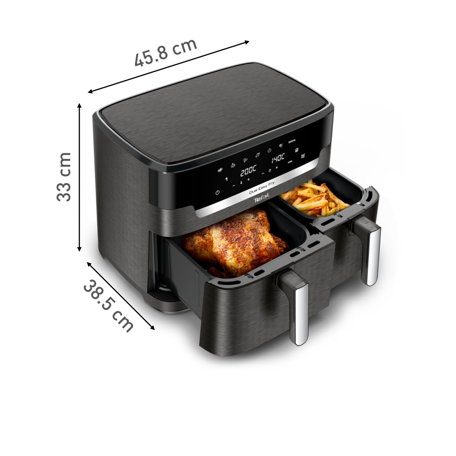 EAN 3045380026674 - Tefal Easy Fry Dual XXL EY942HE0 freidora Doble 11 L Independiente 2020 W Freidora de aire caliente Gris imagen 10