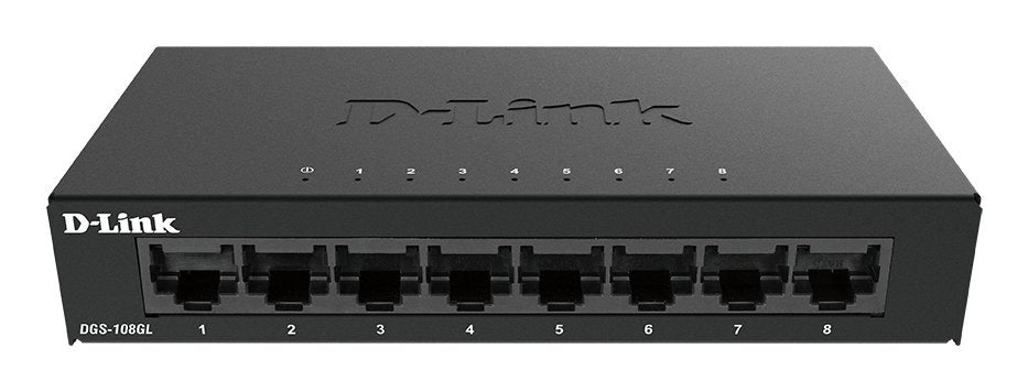D-Link Dgs-108gl Switch No Gestionable 8 Puertos Gigabit, Carcasa Metal, Qos, Sobremesa