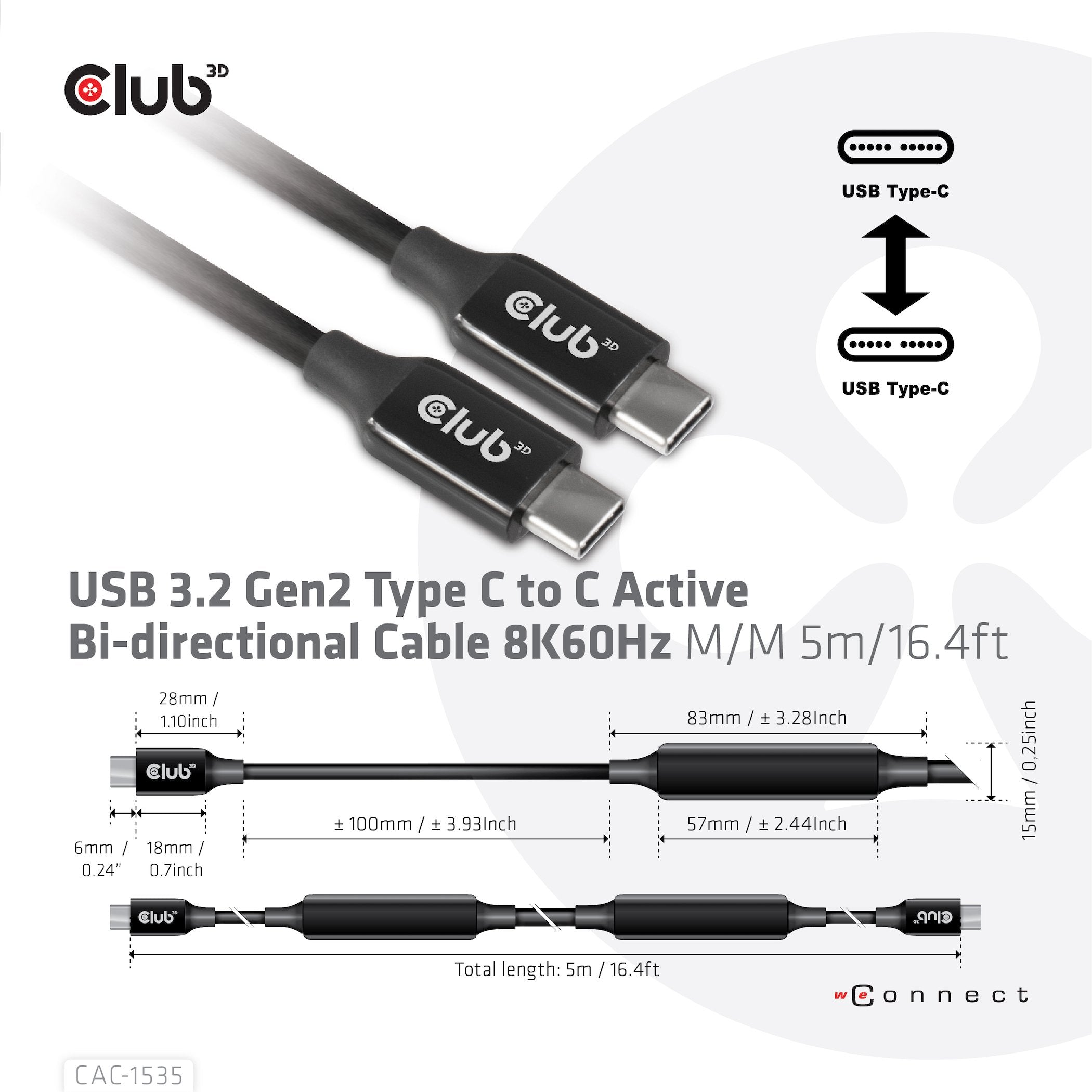 EAN 8719214471699 - CLUB3D CAC-1535 cable USB USB 3.2 Gen 2 (3.1 Gen 2) 5 m USB C Negro imagen 4