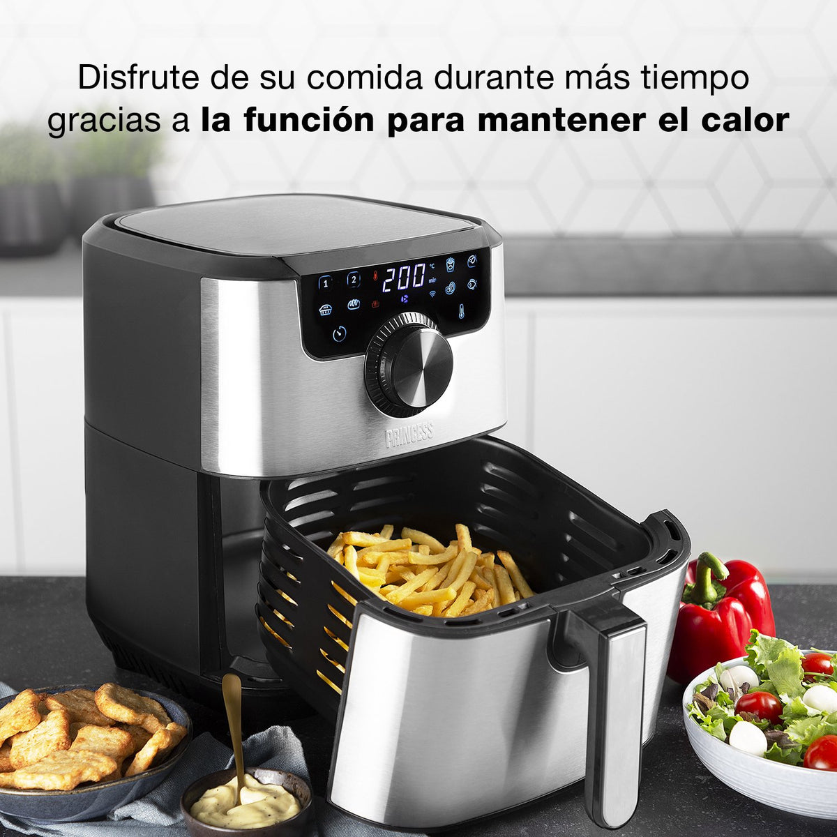 EAN 8713016091123 - Princess 182037 Sencillo 4,5 L Independiente 1500 W Freidora de aire caliente Plata imagen 31