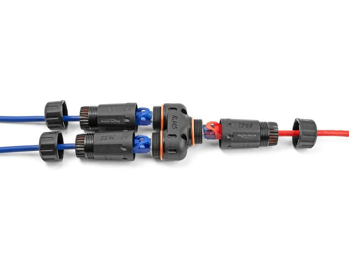 Delock 88143 Conector De Cable Y-Adapter Rj45 Hembra A 2 X Rj45 Hembra Cat.6 Ip68 Resistente Al Polvo Al Agua Y Al Aire Libre