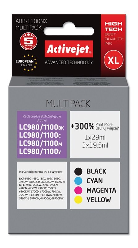 EAN 5901443014409 - Activejet ABB-1100NX cartucho de tinta 4 pieza(s) Compatible Alto rendimiento (XL) Negro, Cian, Magenta, imagen 1