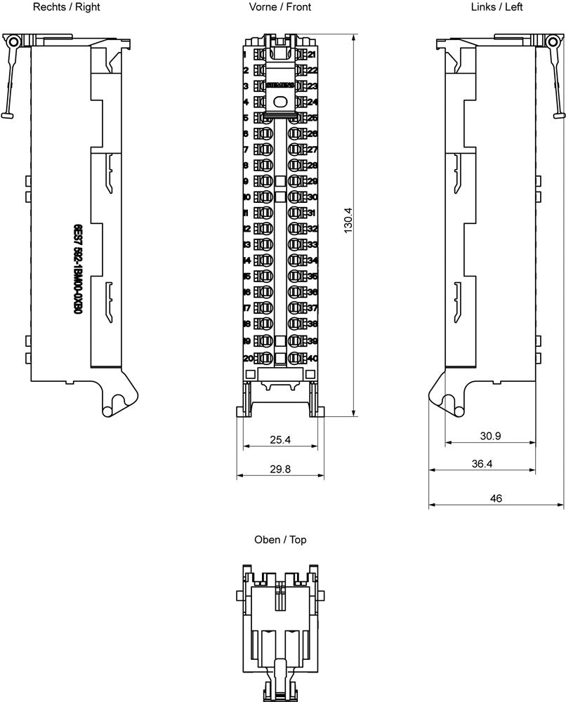 Siemens 6es75921bm000xb0 Simatic S7-1500 Frontstecker In Push-In Technik 40p