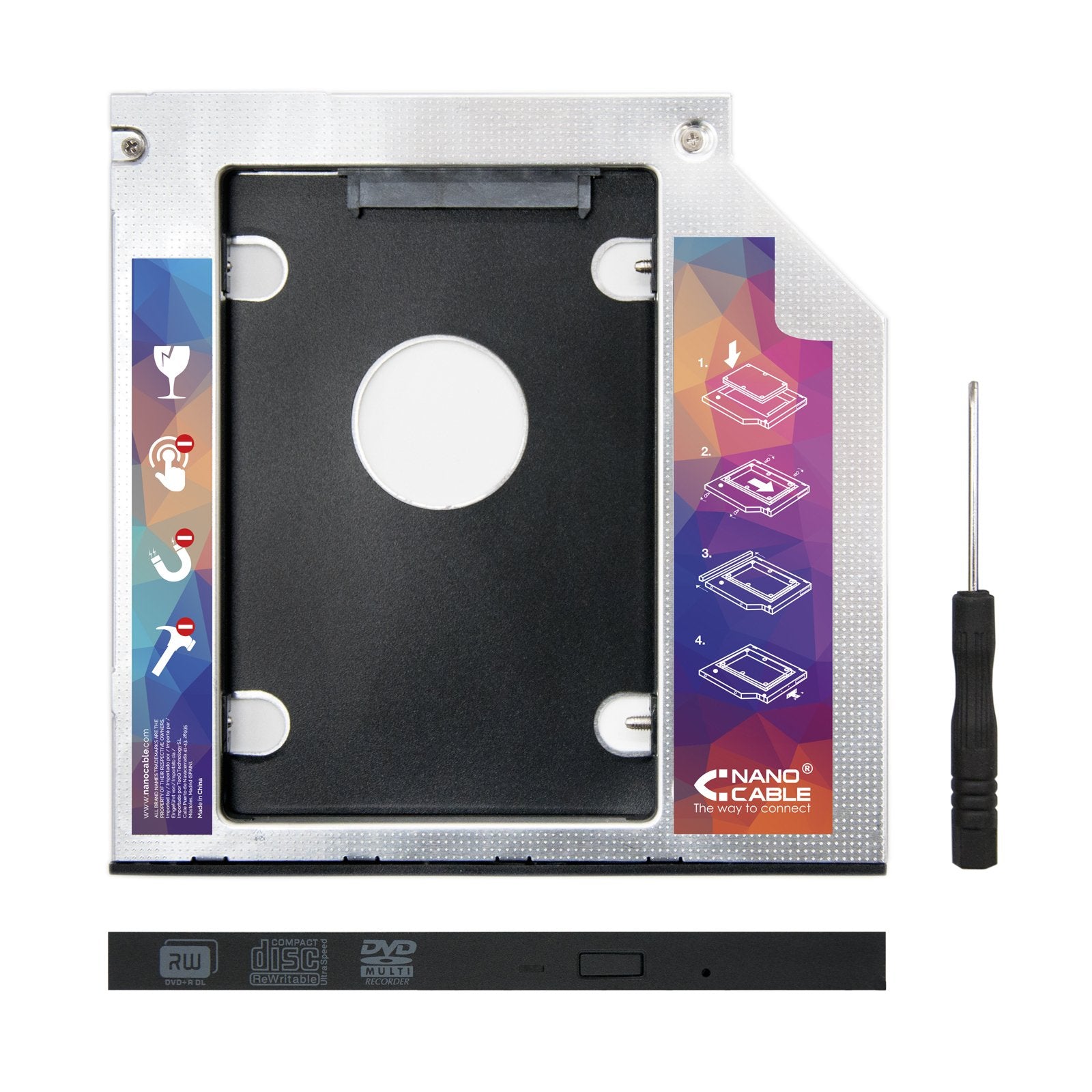 Nanocable Adaptador De Disco Duro De 7.0 Mm Para Unidad Optica De 9.5 Mm En Portatil