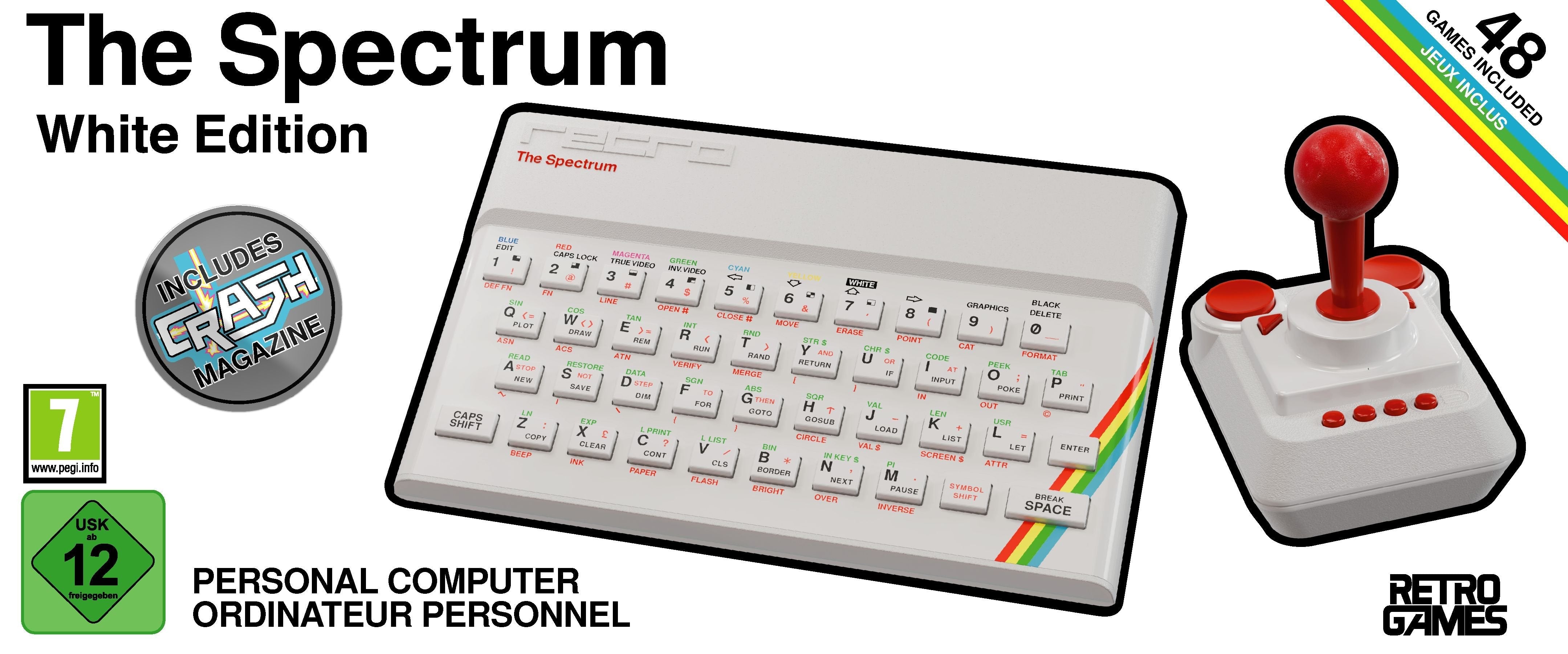 Consola - Koch Media The Spectrum White Edition, 48 Juegos Legendarios, Experiencia Retro, Blanco