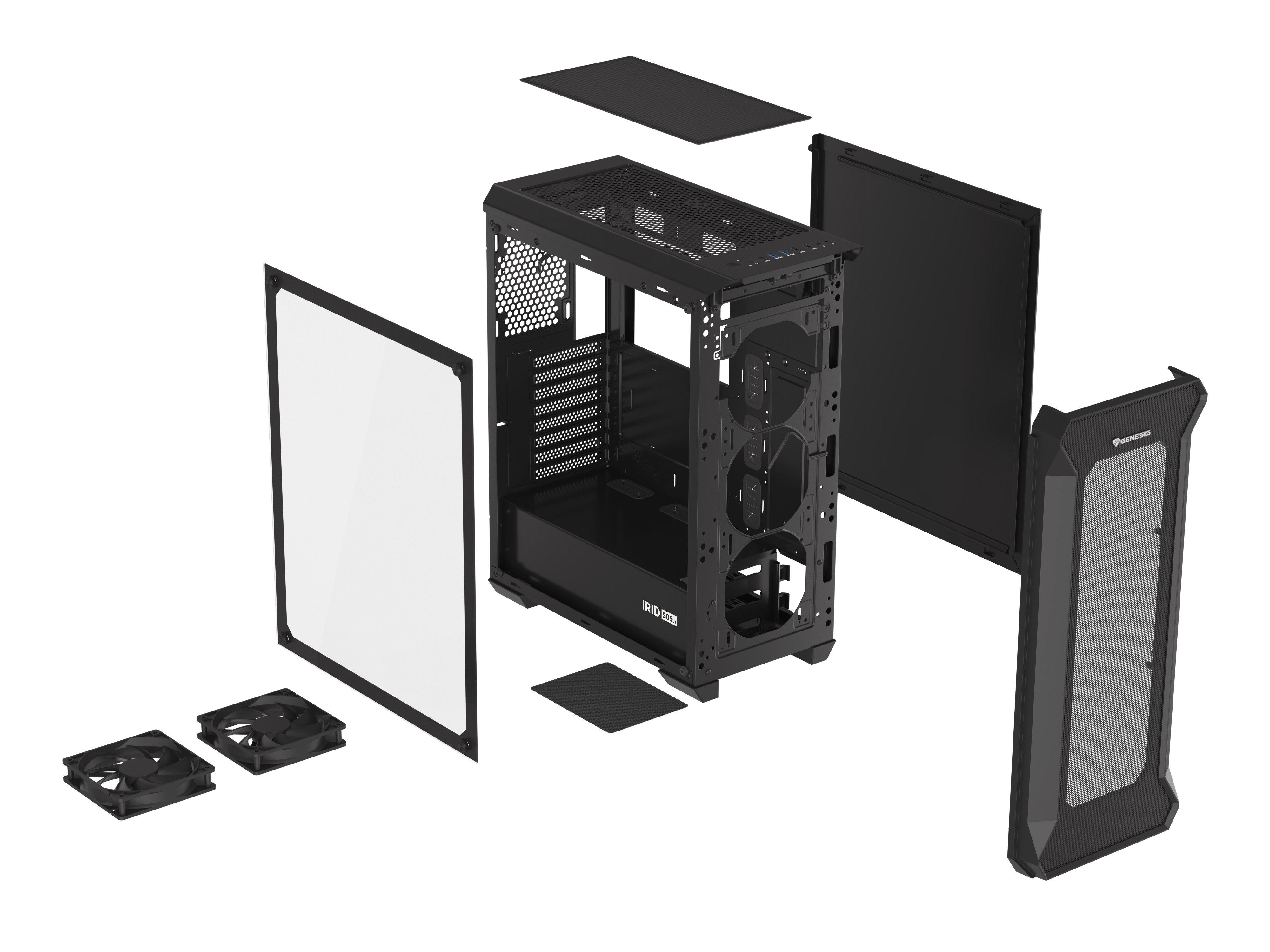 Caja Pc Natec Gaming Genesis Irid 505 Atx 2xusb 3.0 2xusb 2.0 S/F Cristal Templado